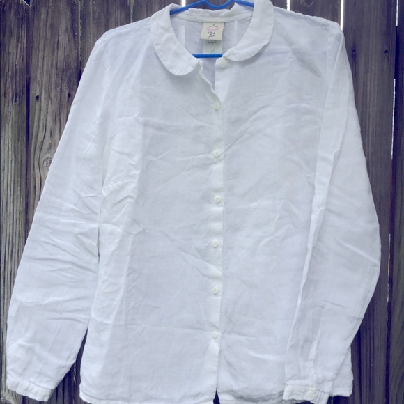 Son de Flor classic white Peter Pan linen top - Picture 1 of 4
